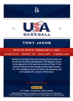 2017 Panini USA Baseball Stars & Stripes - Longevity #58 Tony Jacob Back