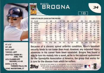 2001 Topps #34 Rico Brogna Back