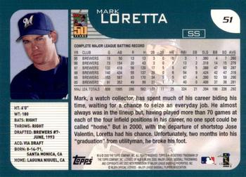 2001 Topps #51 Mark Loretta Back