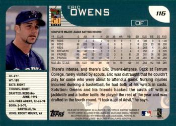 2001 Topps #116 Eric Owens Back