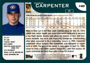 2001 Topps #148 Chris Carpenter Back