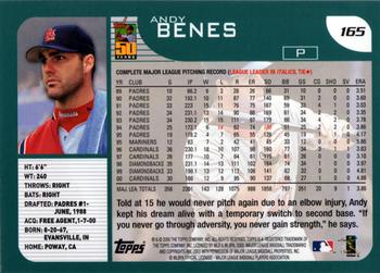 2001 Topps #165 Andy Benes Back