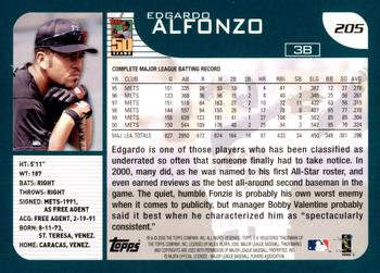 2001 Topps #205 Edgardo Alfonzo Back