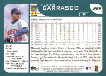 2001 Topps #222 Hector Carrasco Back