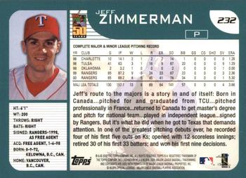 2001 Topps #232 Jeff Zimmerman Back