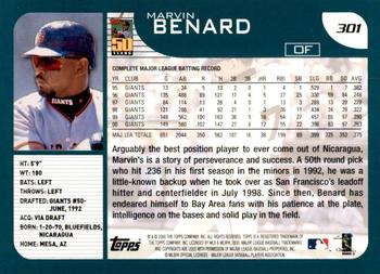 2001 Topps #301 Marvin Benard Back
