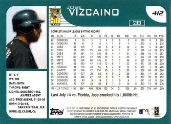 2001 Topps #412 Jose Vizcaino Back