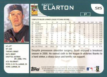 2001 Topps #515 Scott Elarton Back