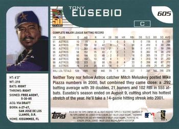 2001 Topps #605 Tony Eusebio Back