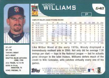 2001 Topps #648 Woody Williams Back