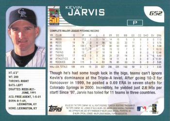 2001 Topps #652 Kevin Jarvis Back