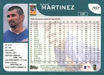 2001 Topps #707 Dave Martinez Back
