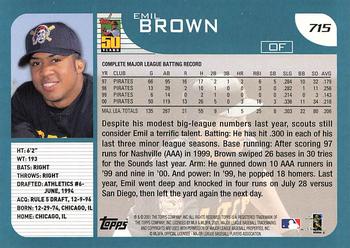 2001 Topps #715 Emil Brown Back