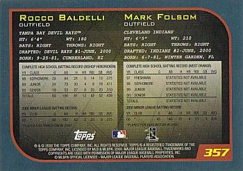 2001 Topps #357 Rocco Baldelli / Mark Folsom Back