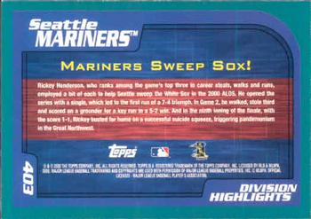 2001 Topps #403 Division Series Highlights: Seattle Mariners Back
