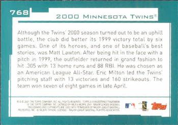 2001 Topps #768 Minnesota Twins Back