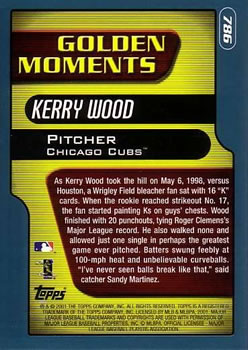 2001 Topps #786 Kerry Wood Back