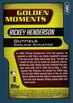2001 Topps #787 Rickey Henderson Back