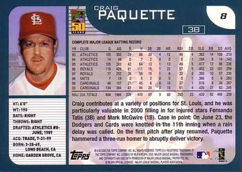 2001 Topps #8 Craig Paquette Back