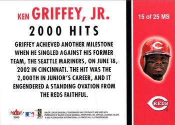 2003 Fleer Tradition - Milestones #15 MS Ken Griffey, Jr. Back