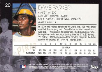 2001 Topps American Pie #20 Dave Parker Back