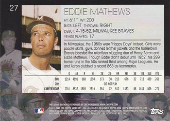 2001 Topps American Pie #27 Eddie Mathews Back