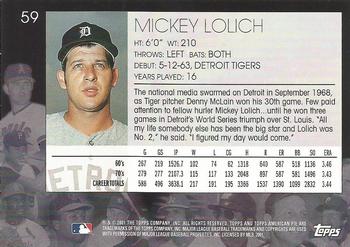 2001 Topps American Pie #59 Mickey Lolich Back
