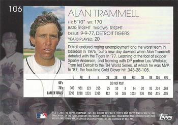 2001 Topps American Pie #106 Alan Trammell Back