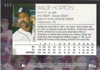 2001 Topps American Pie #111 Willie Horton Back