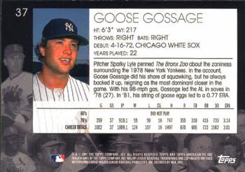 2001 Topps American Pie #37 Goose Gossage Back