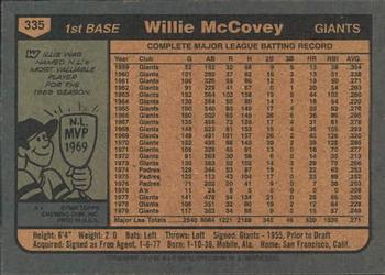 2001 Topps Archives #158 Willie McCovey Back