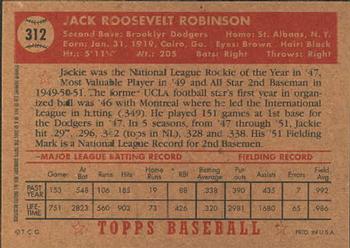 2001 Topps Archives #316 Jackie Robinson Back