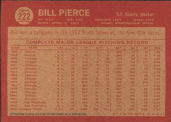 2001 Topps Archives #336 Bill Pierce Back