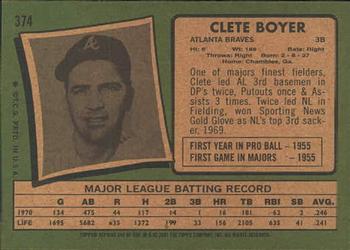 2001 Topps Archives #348 Clete Boyer Back