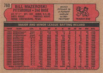 2001 Topps Archives #135 Bill Mazeroski Back