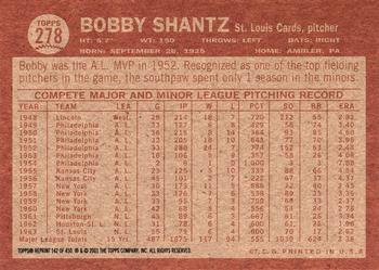 2001 Topps Archives #142 Bobby Shantz Back