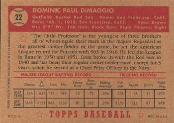 2001 Topps Archives #3 Dom DiMaggio Back