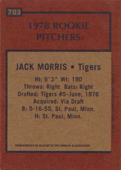 2001 Topps Archives #80 Jack Morris Back