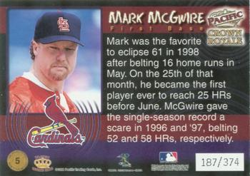 1998 Pacific Crown Royale - Home Run Fever #5 Mark McGwire Back