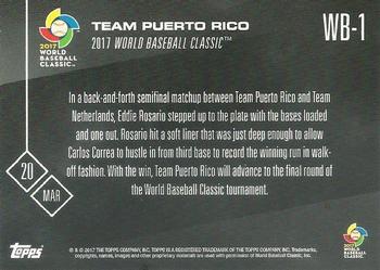 2017 Topps Now World Baseball Classic Team Puerto Rico #WB-1 Team Puerto Rico Back