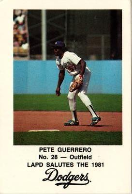 1981 Los Angeles Dodgers Police #NNO Pedro Guerrero Front