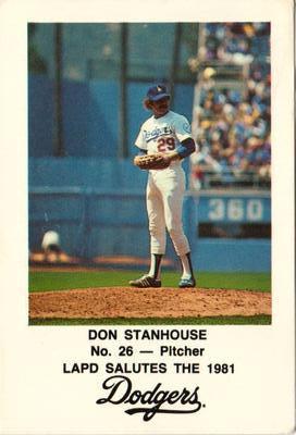1981 Los Angeles Dodgers Police #NNO Don Stanhouse Front