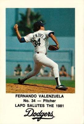 1981 Los Angeles Dodgers Police #NNO Fernando Valenzuela Front