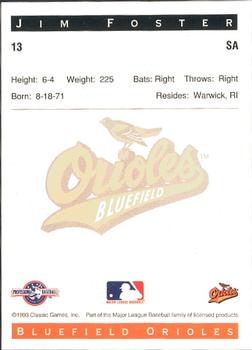 1993 Classic Best Bluefield Orioles #13 Jim Foster Back