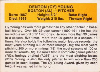 1987 Hygrade All-Time Greats - Promos (Yellow Backs) #NNO Cy Young Back