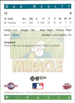 1993 Classic Best Fort Myers Miracle #17 Dan Naulty Back