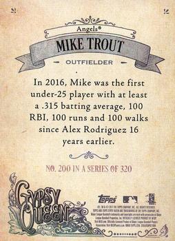 2017 Topps Gypsy Queen - Missing Blackplate #200 Mike Trout Back