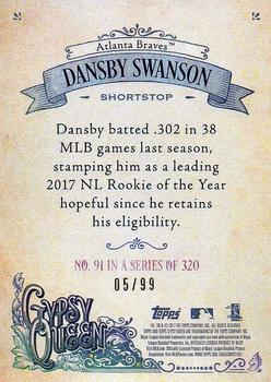 2017 Topps Gypsy Queen - Green #91 Dansby Swanson Back
