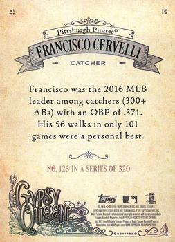 2017 Topps Gypsy Queen - Missing Nameplate #125 Francisco Cervelli Back