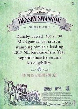 2017 Topps Gypsy Queen - Green Back #91 Dansby Swanson Back